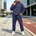 thumbnail image 6 of Delconic Mens 2 Piece Hoodie and Jogger Set Pullover Hooded Sweatshirt with Kangaroo Pocket Drawstring Pants Casual Tracksuit Navy 2XL, 6 of 9