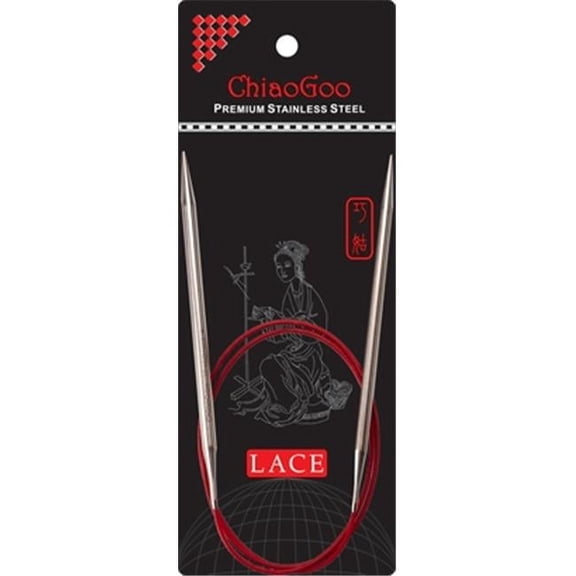 ChiaoGoo 32 Inch Red Lace Stainless Steel Circular Knitting Needles (Tip Sizes US-000 to US-19)
