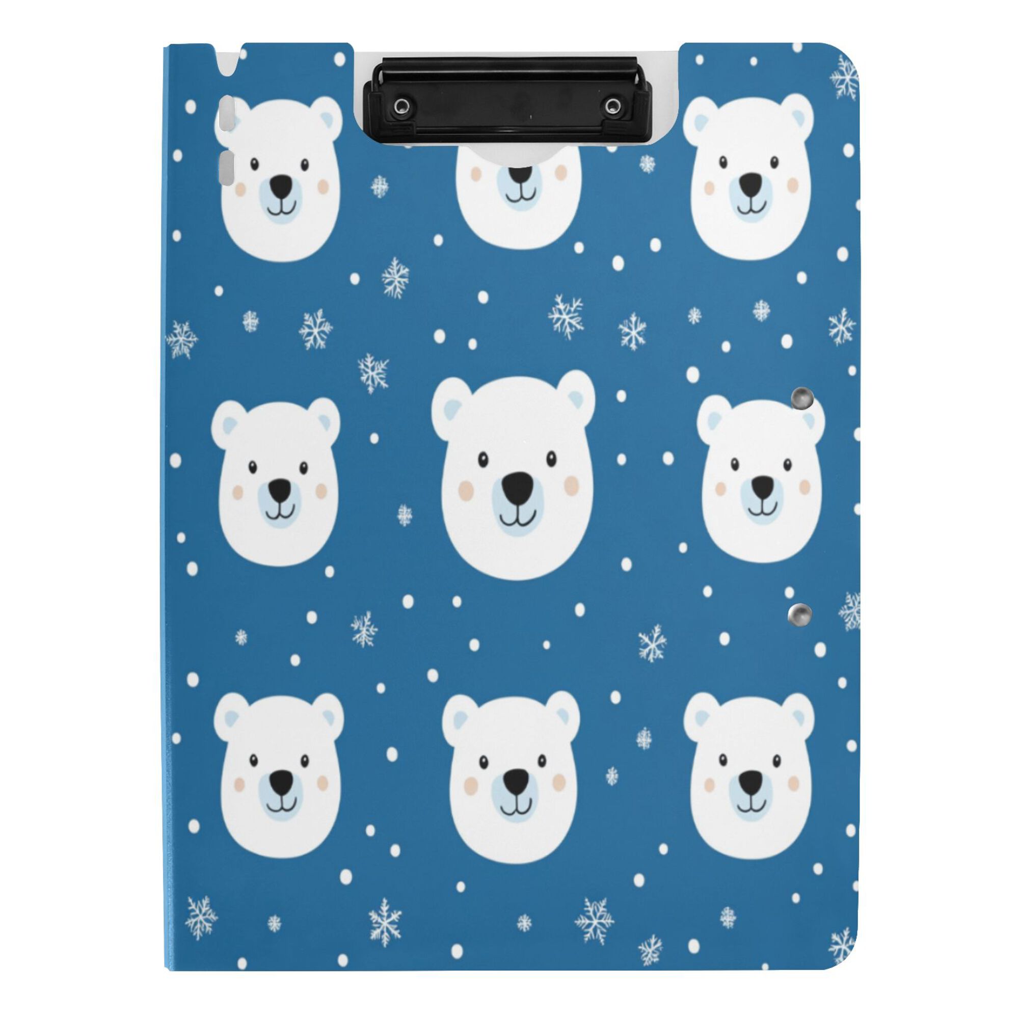 FORMRS A4 Clipboard Folder with Pen Holder Horizontal Foldable School Office Binder, Blue Polar Bear