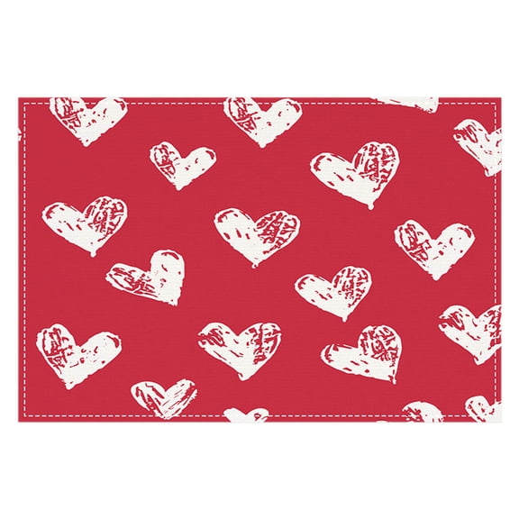 Qholemyo Valentine's day placemat festive party dining room table cover home kitchen heat mat love valentines decor valentine decorations