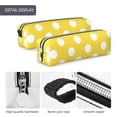 thumbnail image 4 of Pofeuu Yellow And White Polka Dot Print Leather Pencil Case, Leather Pencil Pouch Large Capacity, Big Pencil Pouch with Zipper Vintage Pen Bag Fountain Pen Holder, 4 of 7