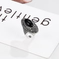 thumbnail image 3 of Mytys Retro Vintage Cocktail Statement Ring Black Marcasite and Crystal Rings for Women Antique Silver Plated Big Black Onyx Stone Ring, 3 of 6