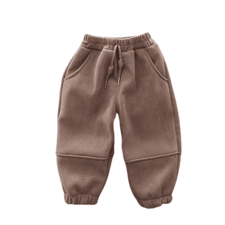 

Baby Children Winter Pants Thickened Fleece Trousers for Kids Brown Color