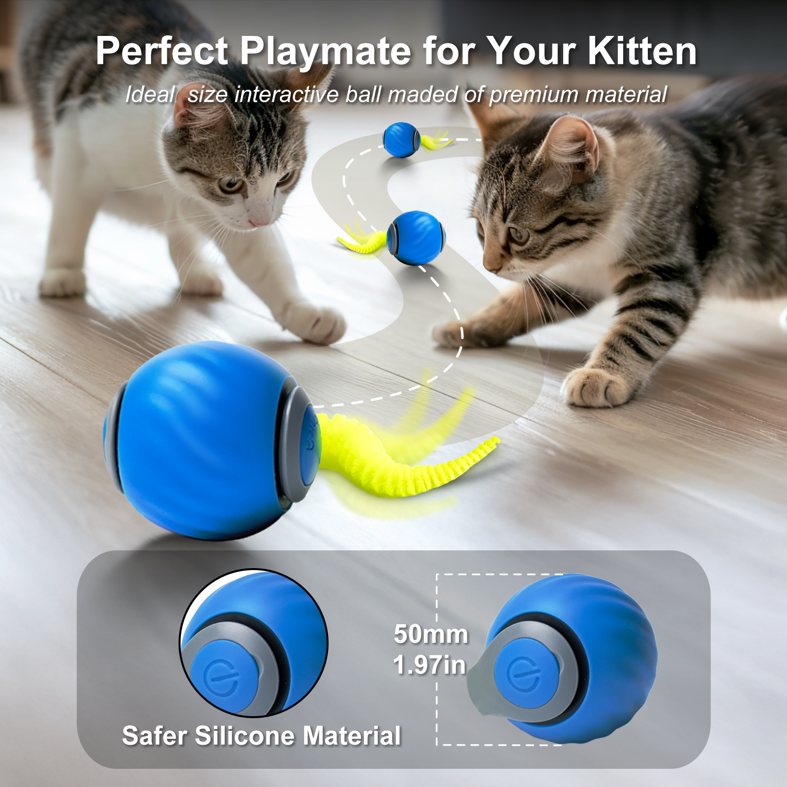 Risehigh Smart Interactive Cat Toy Ball, 2-Pack photo 3