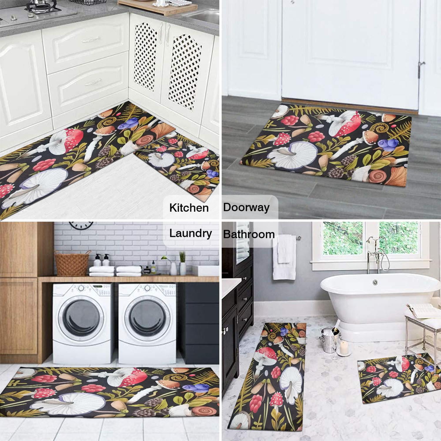 Tapis Tressé Noir Tapis De Cuisine Antidérapant KMVIZI 50x120 Cm – Tapis Devant Évier Lavable, Tressé, Absorbant – Noir Élégant