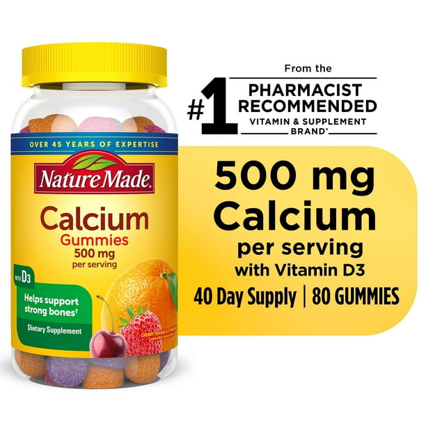 Nature Made Calcium 500 mg per serving Gummies, Dietary Supplement for