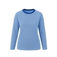 thumbnail image 5 of Women Fall Tops Women's Loose Striped Casual Fashion Crew Neck Long Sleeve Top Blue L, 5 of 7