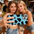 thumbnail image 6 of Compatible with iPhone 12 Pro Max Case, Cute Animal Hybrid Cover for Girls Women Protective Cow Print Design Phone Cases, Anti-Scratch Shockproof Camera Protective Cover for iPhone 12 Pro Max, Blue, 6 of 8