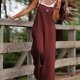 thumbnail image 1 of Mono De Pierna Ancha De Espagueti Sólido, Mono Versátil Sin Mangas Informal, Ropa De Mujer, 1 of 4