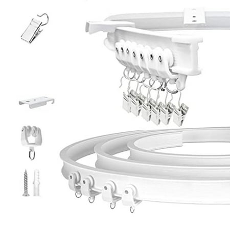 

5M Track Rod Rail Plastic Flexible Ceiling Mounted Curved Straight Slide Windows Bendable Accessories Kit Home Decor