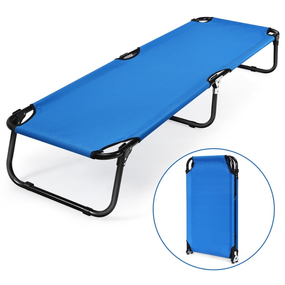 Aimee Lii Folding Camping Bed Outdoor Portable Military Cot Sleeping Hiking, Folding Sleeping Cot for Camping, Blue