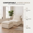 thumbnail image 5 of Poshby Corduroy Single Sofa Bean Bag Lounger Chair with Ottoman for Living Room, White, 5 of 7