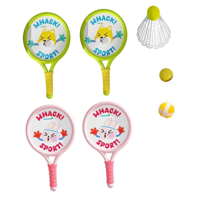2 piezas de raqueta de bádminton para niños juguete deportivo con pelota y volante juguete interactivo regalo raqueta de bádminton para niños césped Contiene 3 bolas