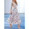 thumbnail image 6 of V-Neck Pleated Flying Sleeves Printed Midi Dress Picture5 S, 6 of 7