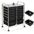 thumbnail image 2 of YEXJ 12 Drawers Rolling Storage Cart Multipurpose Movable Organizer Cart Storage Bin Trolley Tools Scrapbook Paper Organizer on Wheels-12-Black, 2 of 18