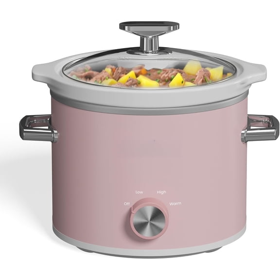 2 Quart Slow Cooker, Small Slow Cooker with Removable Ceramic Pot,  Warmer with 3 Heating Settings & Dishwasher Safe Glass Lid,