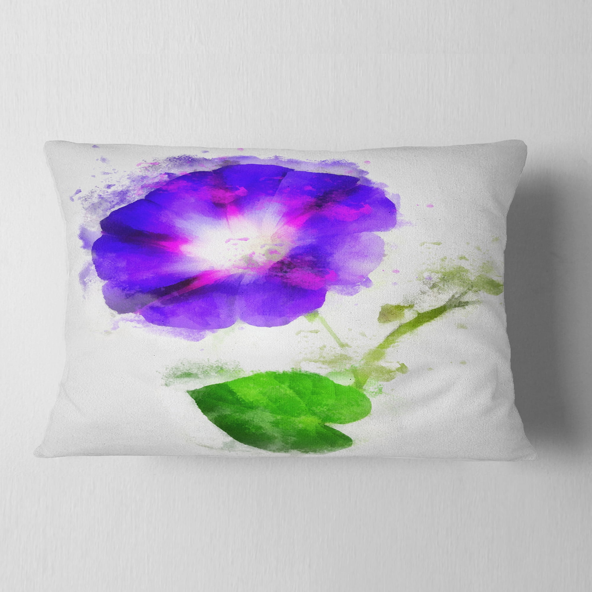 Designart Blue Gentiana Alpina Illustration - Floral Throw Pillow - 12x20