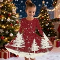 thumbnail image 2 of SuTry Girls Christmas Printed Long Sleeve Twirly Skater School Recital Dress Long Sleeve Round Neck Dress for Kids 4-15 Years(Multicolor,6-7 Years), 2 of 5