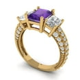 thumbnail image 2 of 3.61 ct Emerald Cut Natural Amethyst 3 Stone 18K Yellow Gold Womens Engagement Ring, 2 of 5