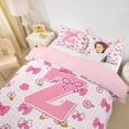 thumbnail image 3 of jejeloiu Bow tie Personalized Monogrammed Z Duvet Cover Set For Girls Gifts,Pink Floral Initial Print Bedding Full For Kids,Pink Reversible,3pcs(No Comforter), 3 of 6