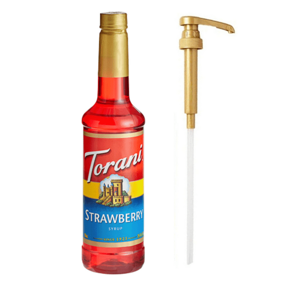 Torani Strawberry Flavoring Syrup Plastic 750 mL Bonus Squeeze Pump