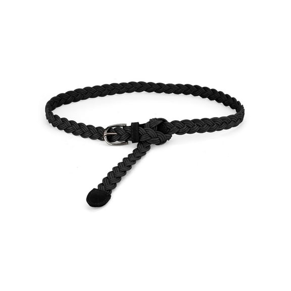 INSPIRE CHIC Women's Adjustable Thin Braided Rope Faux Leather Belts Black 24-35.8" waist