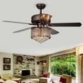thumbnail image 3 of Pshita 3-light Crystal 5-blade 52-inch Rustic Bronze Ceiling Fan with Remote, 3 of 5