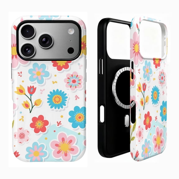SKLYDDI Cute Pink Flower Case for iPhone 17 Pro Max, Compatible with MagSafe - 310