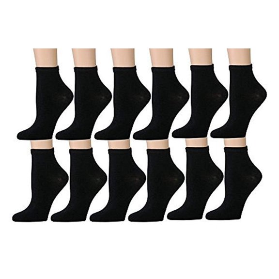 SOCKS'NBULK Value Pack of Mens Womens and Kids Ankle Socks, Wholesale Bulk Pack Athletic Sports Sock (Kids 6-8 (Shoe size 4-7.5), 12 Pairs Black)