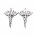 thumbnail image 3 of 10pcs Non-Tarnish 304 Stainless Steel Pendants Caduceus Symbol for Medicine Stainless Steel color 35x25x2mm Hole: 1.6mm, 3 of 3
