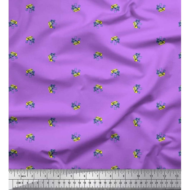 Soimoi Modal Satin Fabric Frog Animal Printed Craft Fabric by The Yard 42 Inch Wide