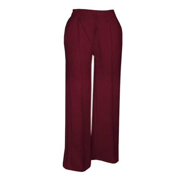 Jogger George para Dama, Pierna Ancha con Faja Vino Talla M