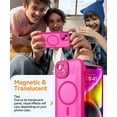 thumbnail image 3 of Étui Magnétique pour iPhone 16 Pro Max avec Protection Complète de la Caméra [Compatible avec Magsafe] [Mat Translucide] Étui de Téléphone Protectrice, Violet, Rose Vif, 3 of 5
