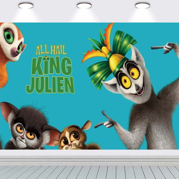 All Hail King Julien Backdrop Banner Party Supplies Poster Movie Theme Background for Photography Birthday Decorations