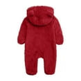 thumbnail image 4 of Ccpelsie Newborn Baby Fleece Jumpsuit Girls Boys Winter Hooded Coverall Romper Cute Baby Snowsuit Clothes(Red,0-3 Months), 4 of 5