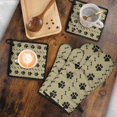 thumbnail image 5 of Paw Prints and Bones Kitchen Oven Mitt and Pot Holder Sets 4 Pcs for Baking, Cooking and Grilling, Heat Resistant Up To 392 °F, 5 of 7