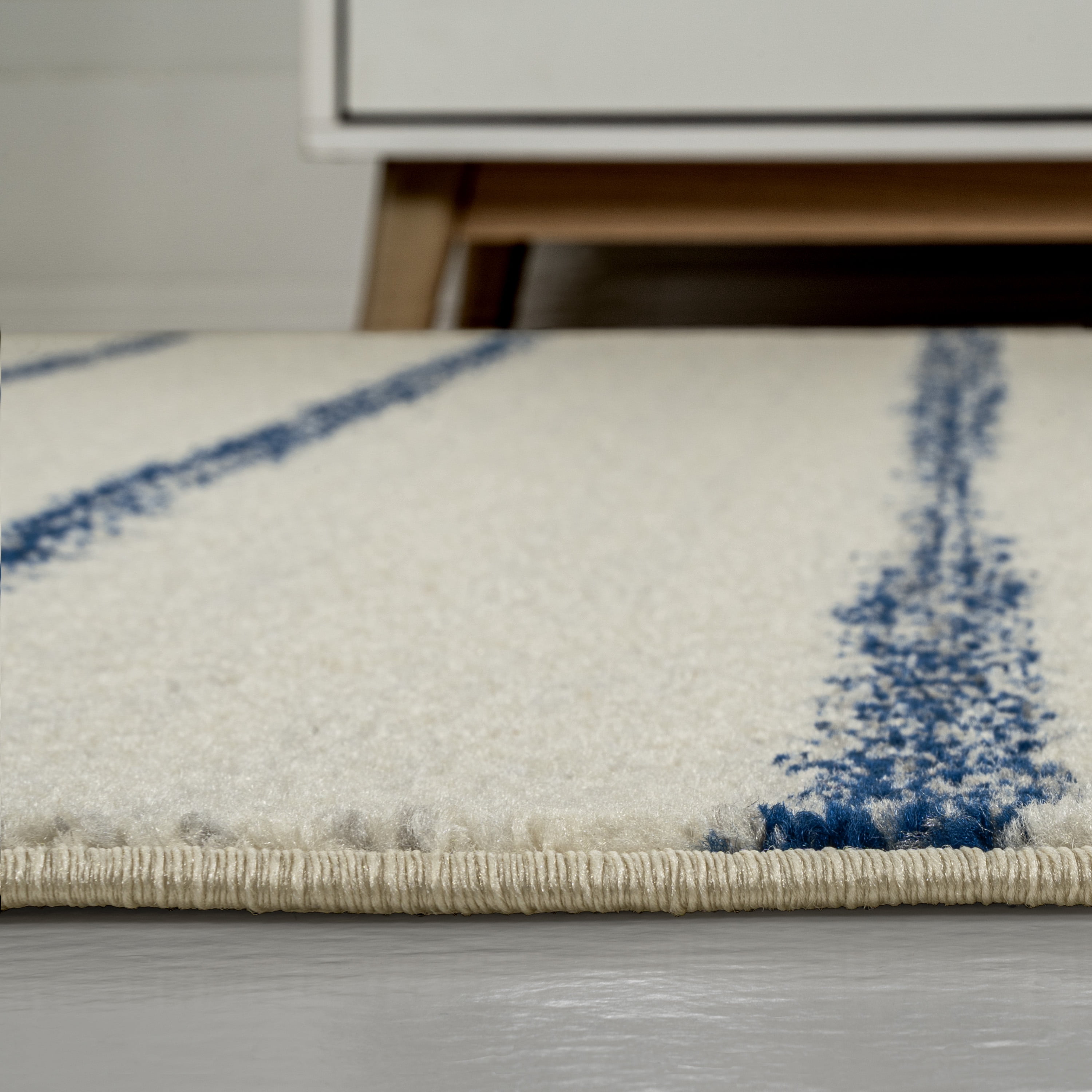 JONATHAN Y MOROCCAN HYPE 2 x 8 Runner Rug, Williamsburg Minimalist Stripe - Cream/Navy, MOH201E-28