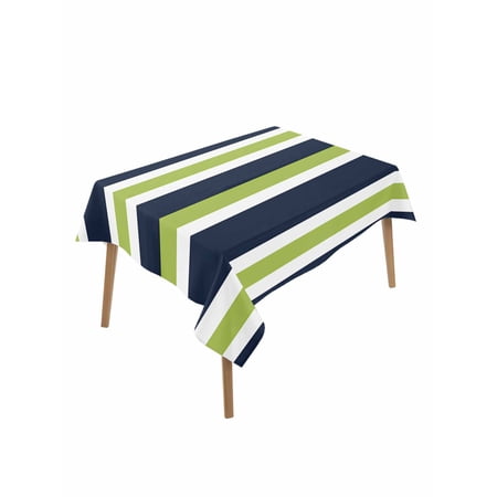 Green Dark Table Cloth 60x102 Inch Rectangle Blue White Stripe Abstract Geometric Striped Waterproof Tablecloth Washable Table Cover for Party Picnic Dinner Decor