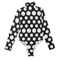 thumbnail image 3 of joogoo White Polka Dots Women's Mock Turtle Neck Long Sleeve Bodysuit M, 3 of 8