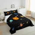 thumbnail image 4 of Universe Themed Decor Comforter Set Outer Space Bedding Set Queen Size, Solar System Bedding Comforter Sets Teens Space Planet Print Duvet Insert 3 Pcs Space Theme Quilt, 4 of 5