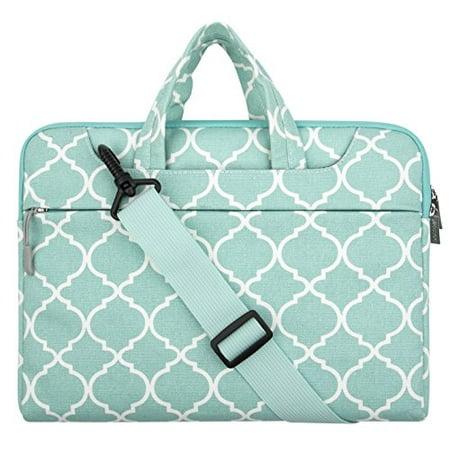 

Quatrefoil Style Canvas Fabric Laptop Sleeve Case Cover Bag with Shoulder Strap for 15-15.6 Inch MacBook Pro Notebook Computer Hot Blue
