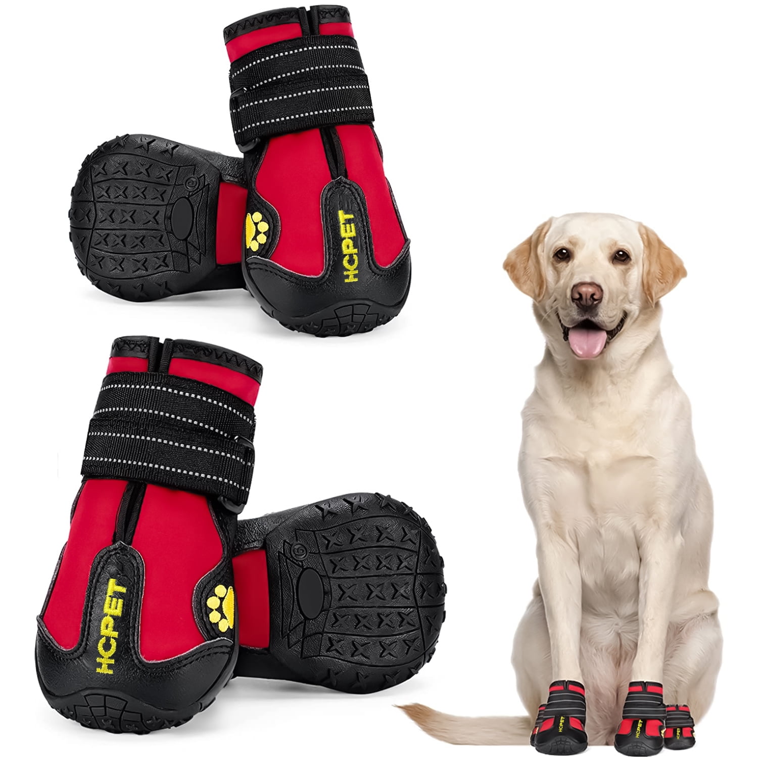 XSY&G Dog Boots,Waterproof Dog Shoes,Dog Booties with Reflective Velcro Rugged Anti-Slip Sole and Skid-Proof,Outdoor Dog Shoes for Medium to Large Dogs 4Ps 
