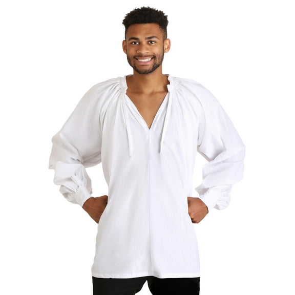 White Renaissance Peasant Shirt for Men