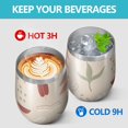 thumbnail image 4 of Floral 12oz Stainless Steel Insulated Wine Tumbler with Lid and Straw – Double Wall Vacuum Mug for Hot & Cold Drinks, 304 Steel Interior, Sweat-Free Design,Thanksgiving,Christmas, Spring,Flower, 4 of 5