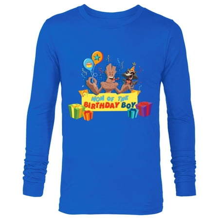 Marvel Rocket & Groot Family Party Mom of the Birthday Boy - Long Sleeve T-Shirt for Men - Customized-Navy