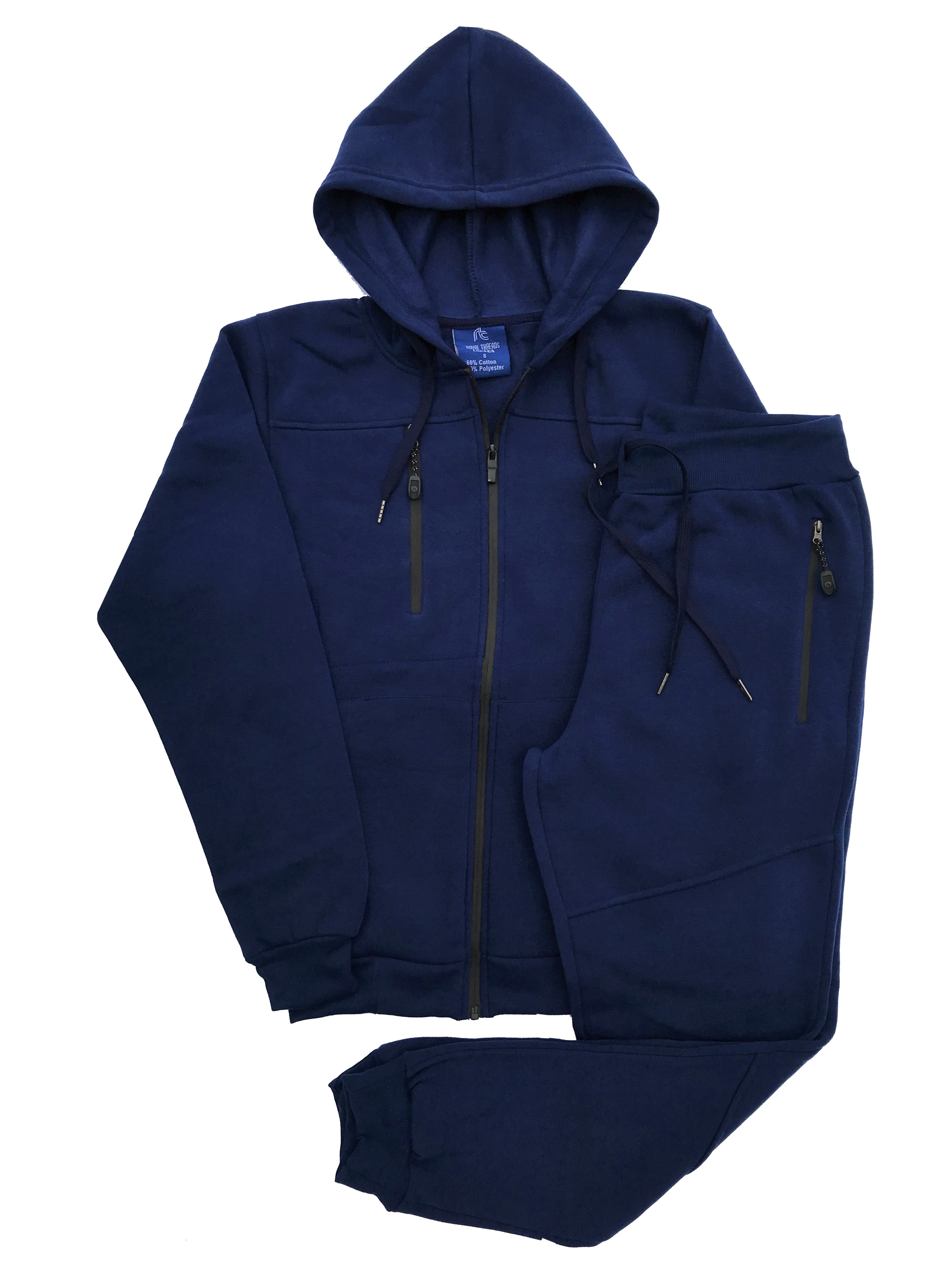 Men 2-Piece Tech Jogger Sweatsuit Fleece Suit Full Zip up Hoodie with ...