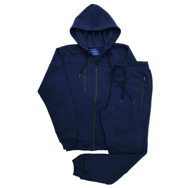 Men 2-Piece Tech Jogger Sweatsuit Fleece Suit Full Zip up Hoodie with ...