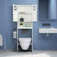 thumbnail image 4 of Ktaxon Over the Toilet Bathroom Storage Spacesaver, Freestanding Bathroom Cabinet with Double Doors and Adjustable Shelves, White Finish, 4 of 10