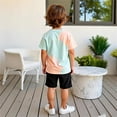 thumbnail image 4 of Boy Outfits Short Sleeve Cute Prints T Shirt Tops Shorts Kids Boys' Clothing Sets, 4 of 7