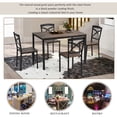 thumbnail image 3 of 5-Piece Kitchen Dining Table Set, Industrial Style Wooden Dining Set with Metal Frame and 4 Ergonomic Chairs, Brown, 3 of 9